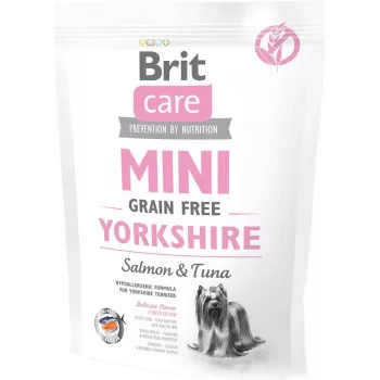 Ração seca para cães Brit Mini Adult Yorkshire 400 g — raças pequenas adultas, salmão, 30 % proteína, 19 % gordura, 10 % humidade