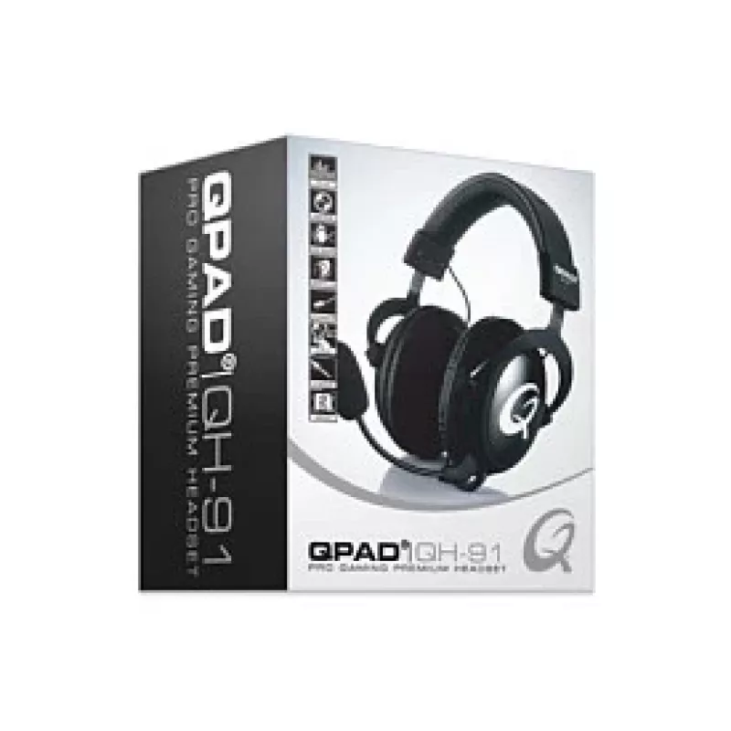 Headset QPAD QH-91 com fios, arco de cabeça, circum-aural, 15–25000 Hz, cabo de 2 m, preto