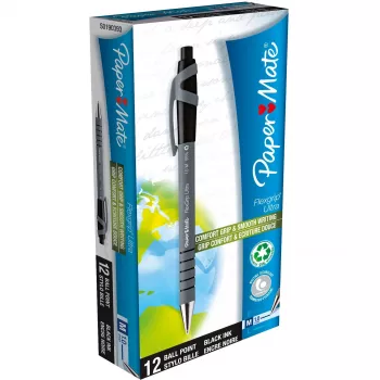 Caneta de esferográfica retrátil com clipe Paper Mate Flexgrip Ultra - preto - 12 unid. - média