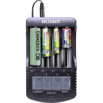 Carregador de pilhas redondas VOLTCRAFT NiMH, NiCd, LiIon CC-2 Mignon (AA), Micro (AAA), Baby (C), Sub-C, 26650, 26500, 18650, 1 (VC-8066555)