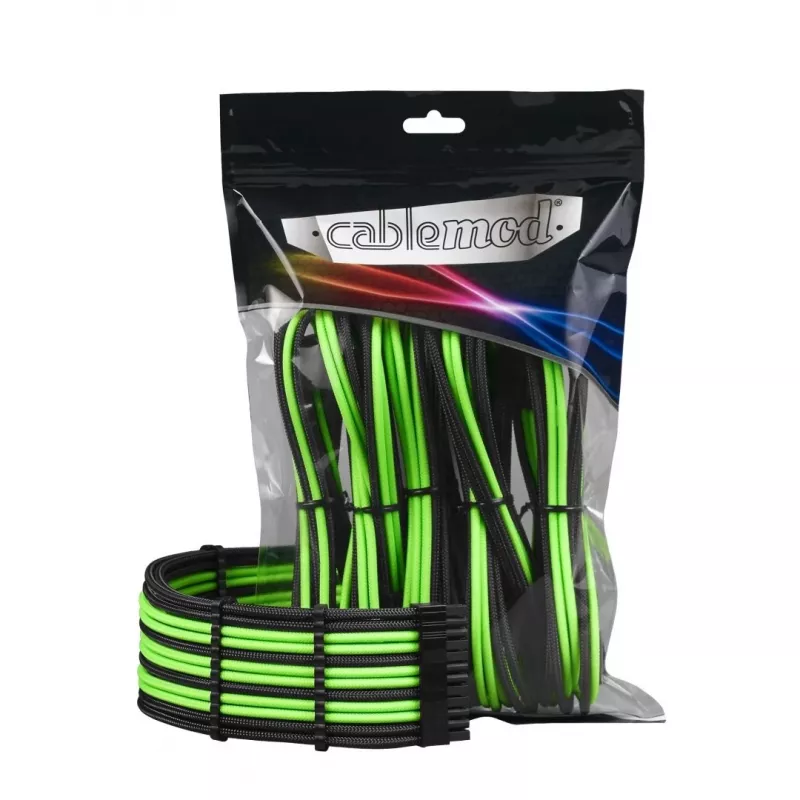 Cabo de alimentação interno CableMod CM-PCAB-BKIT-NKKLG-3PK-R preto verde
