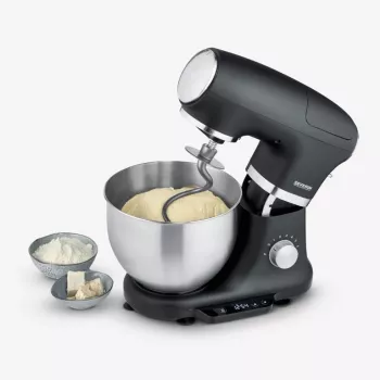 Robot de cozinha Severin KM 3898 1000 W 5,5 L preto aço escovado prateado