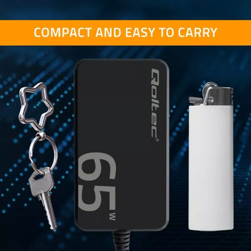 Carregador QOLTEC 65W GaN Super Fast fino PD 5-20V 3,25A USB-C