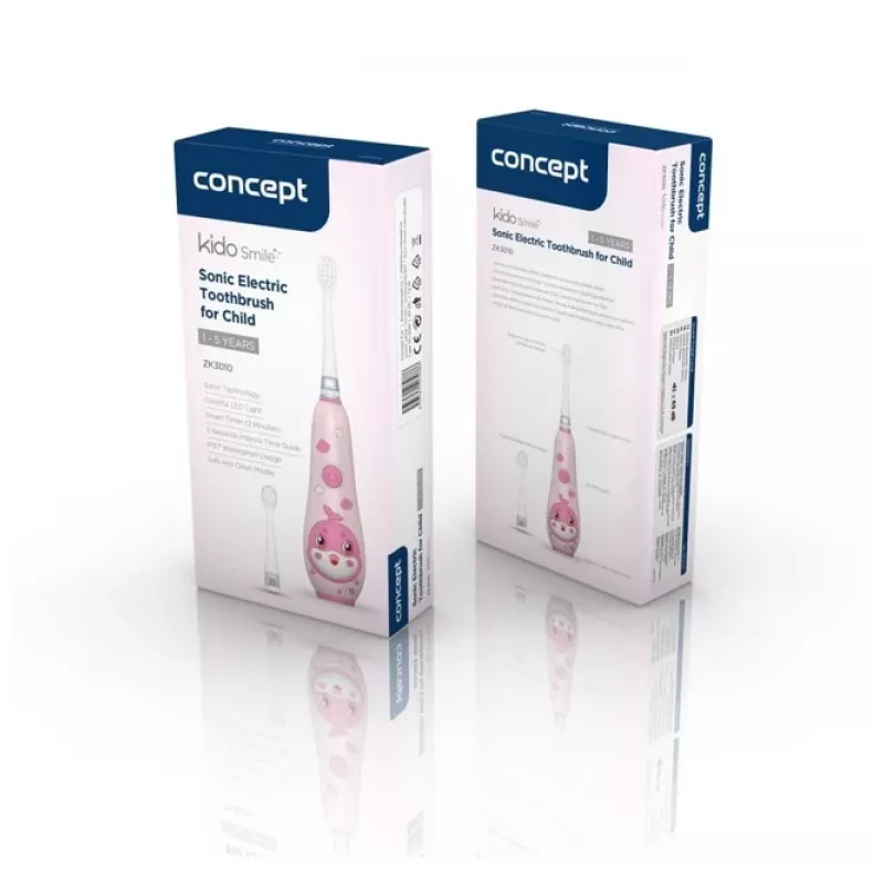 Escova de dentes elétrica sónica Concept ZK3010 para crianças 1–5 anos rosa