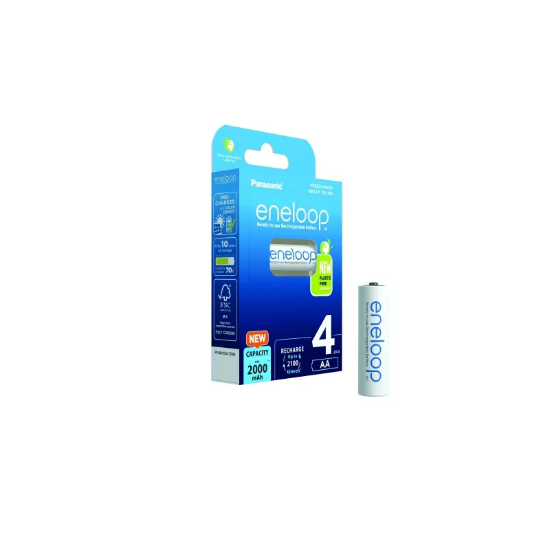 Pilhas recarregáveis PANASONIC ENELOOP AA 2000 mAh 4 unid. (BK-3MCDE/4CP)