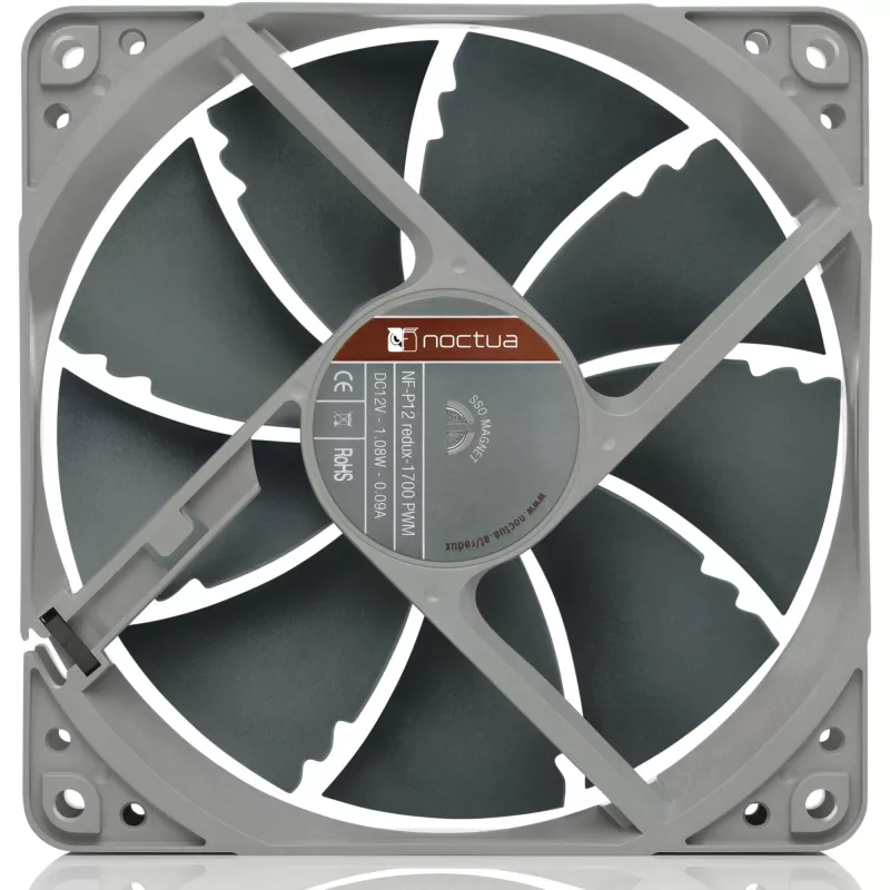 Ventoinha Noctua NF P12 redux-1700 PWM, 120 mm, 12 V, 1700 RPM, 4-Pin PWM, 120,2 m³/h, 25,1 dB