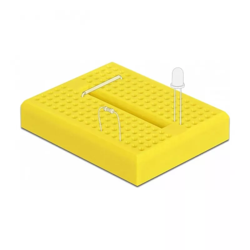 Placa de prototipagem DELOCK 18320 — placa de protótipos de plástico, amarelo, 36×46×10 mm