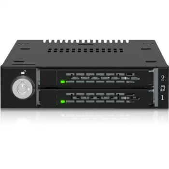 ICY DOCK - ToughArmor - MB834MK-B V2 - 2x M.2 NVMe para 1x baía de 3,5 polegadas moldura removível fecho de chave metálico SlimSAS 4i preto