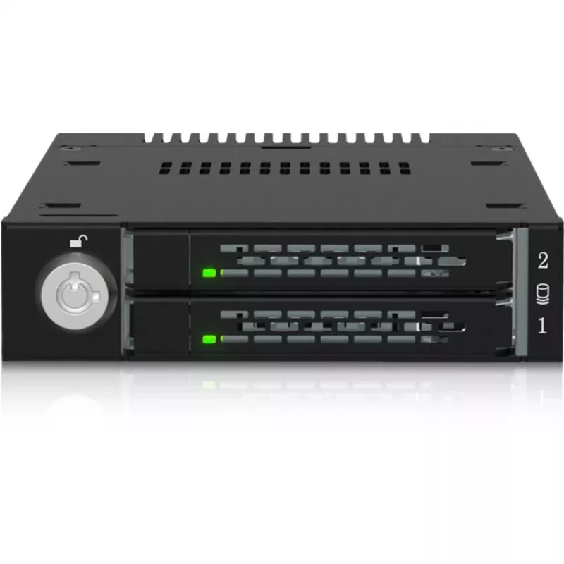 ICY DOCK - ToughArmor - MB834MK-B V2 - 2x M.2 NVMe para 1x baía de 3,5 polegadas moldura removível fecho de chave metálico SlimSAS 4i preto