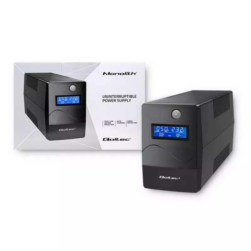UPS Qoltec Monolith (fonte de alimentação ininterrupta) Dupla conversão (Online) 0,45 kVA 240 W 2 tomadas