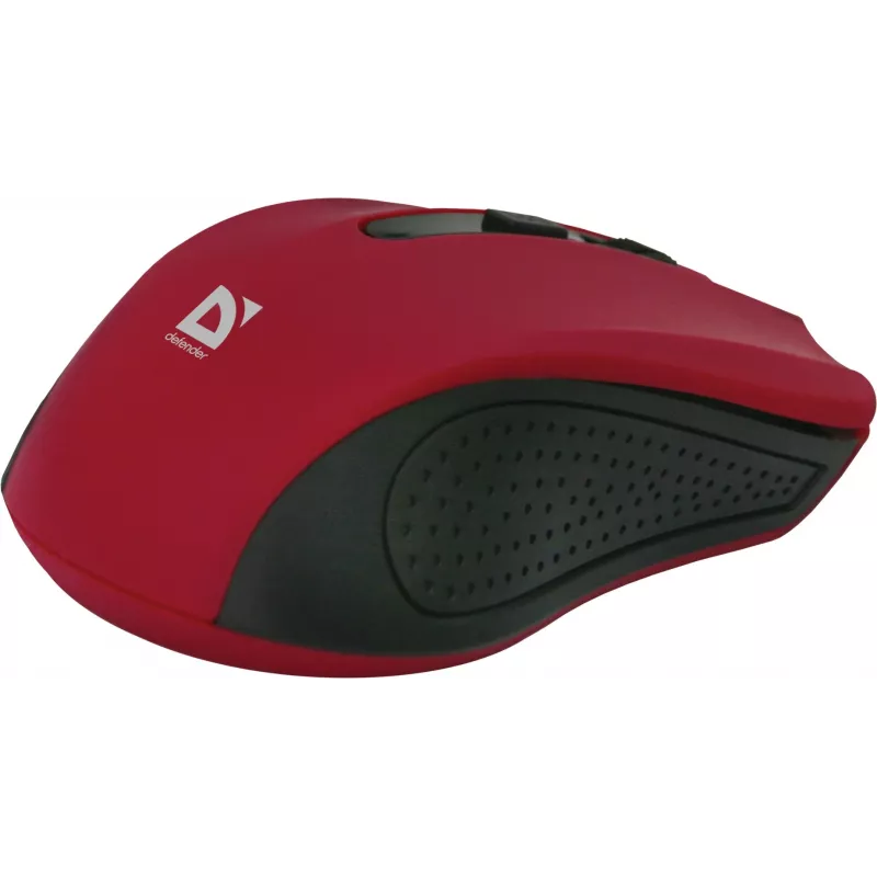 Rato ótico sem fios DEFENDER MM-935 RF – ambidestro, 1600 DPI, vermelho, recetor RF USB, pilhas AAA