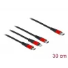 Cabo de carregamento USB DeLOCK 86710 3 em 1 USB Type-C para Lightning Micro USB 30 cm preto vermelho