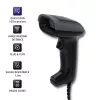 Leitor de códigos de barras manual QOLTEC 50863 — leitor 1D/2D, USB com fios, sensor LED, preto, 5V, cabo de 1,8 m