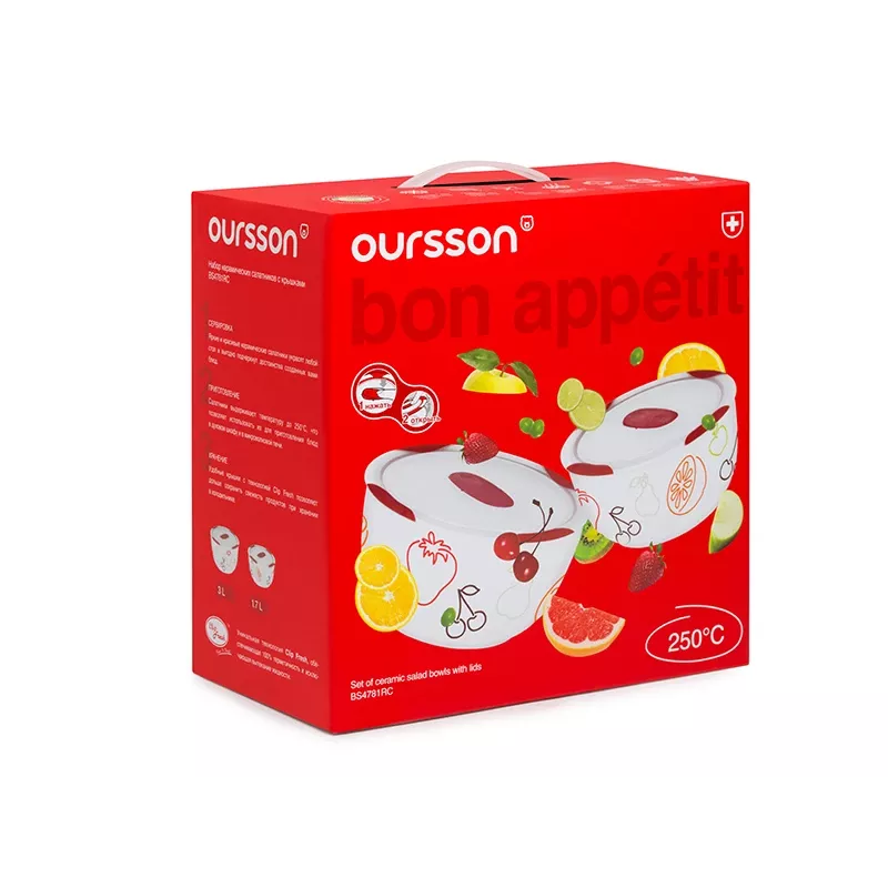 Conjunto de taças OURSSON BS4781RC/DC Redondo Cerâmica 3L Branco 2 unid.