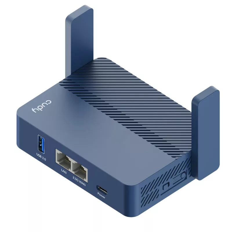 Router portátil Cudy TR3000 AX3000 Wi‑Fi 6, Gigabit Ethernet WAN/LAN, USB-A, antenas externas, azul