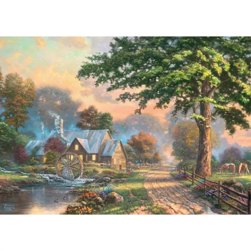Puzzle de madeira schmidt spiele 59797 Thomas Kinkade Studios 1000 peças, peças de madeira