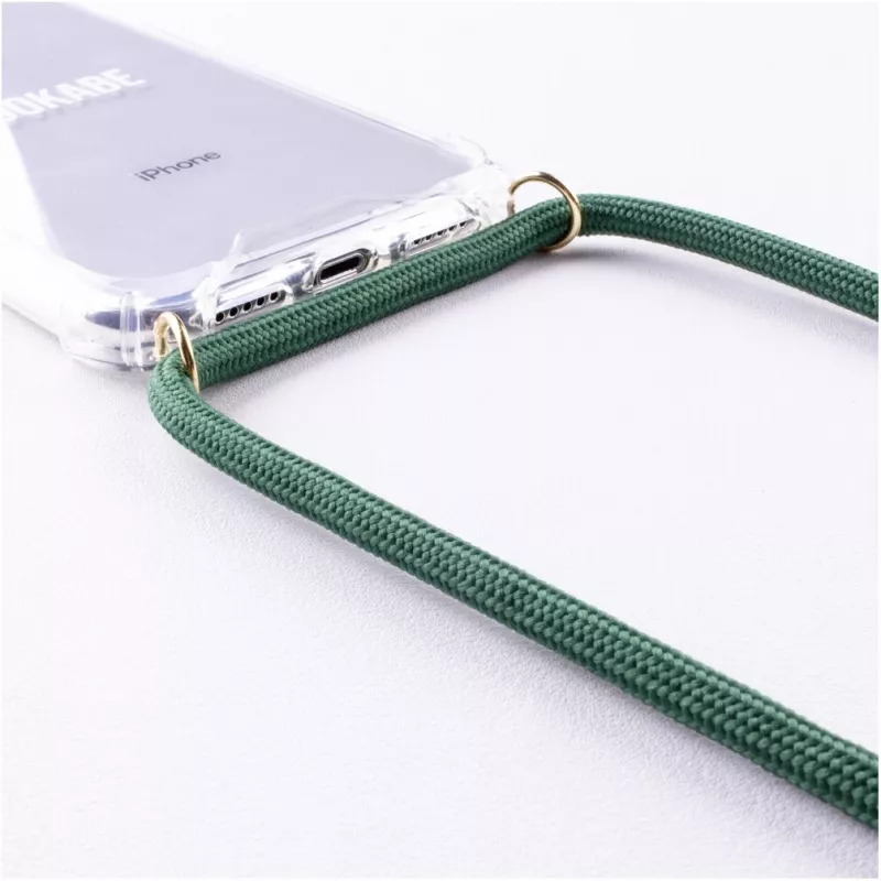 Capa com colar para telefone Lookabe para iPhone X / Xs — dourado com fita verde