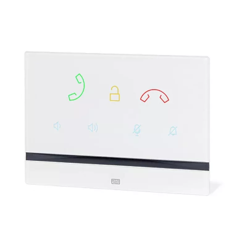 Porteiro 2N Indoor Talk branco — com fios, vidro temperado, montagem na parede, 185×128×48,2 mm
