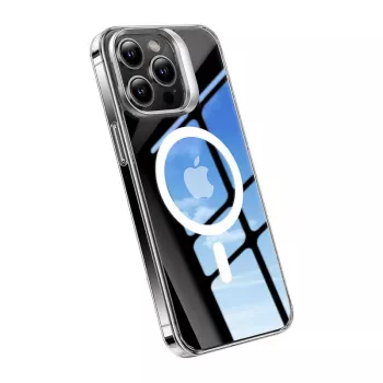 Capa para telemóvel Torras UPRO Lstand Clear-Mag para iPhone 15 — transparente, compatível com MagSafe, design com suporte em L
