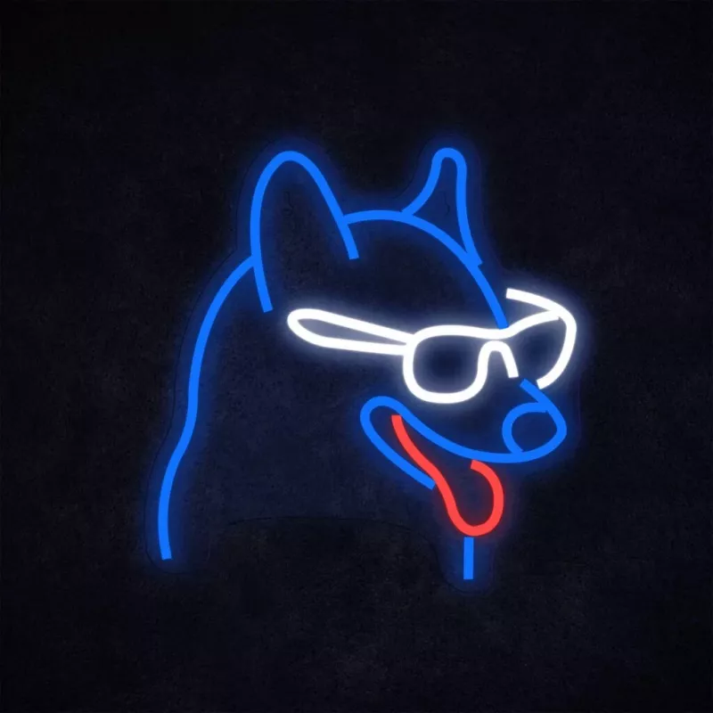 Letreiro de néon MANTA Neon Lights Dog with Glasses Manta SNL69MT – candeeiro de parede LED decorativo em forma de cão