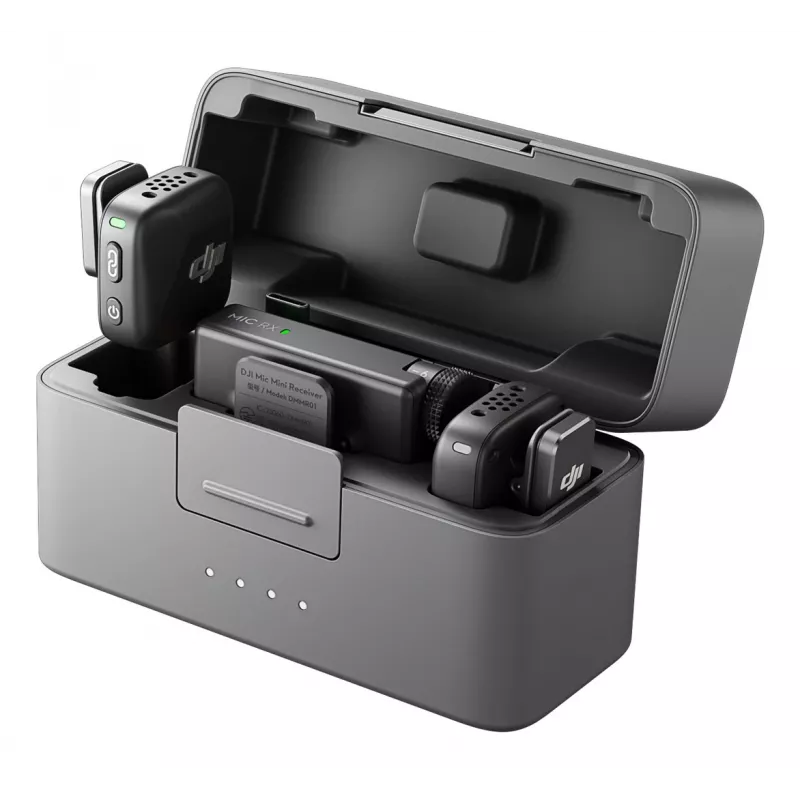 DJI Mic Mini (2 TX + 1 RX + estojo de carregamento) kit de microfone sem fios - cinzento escuro