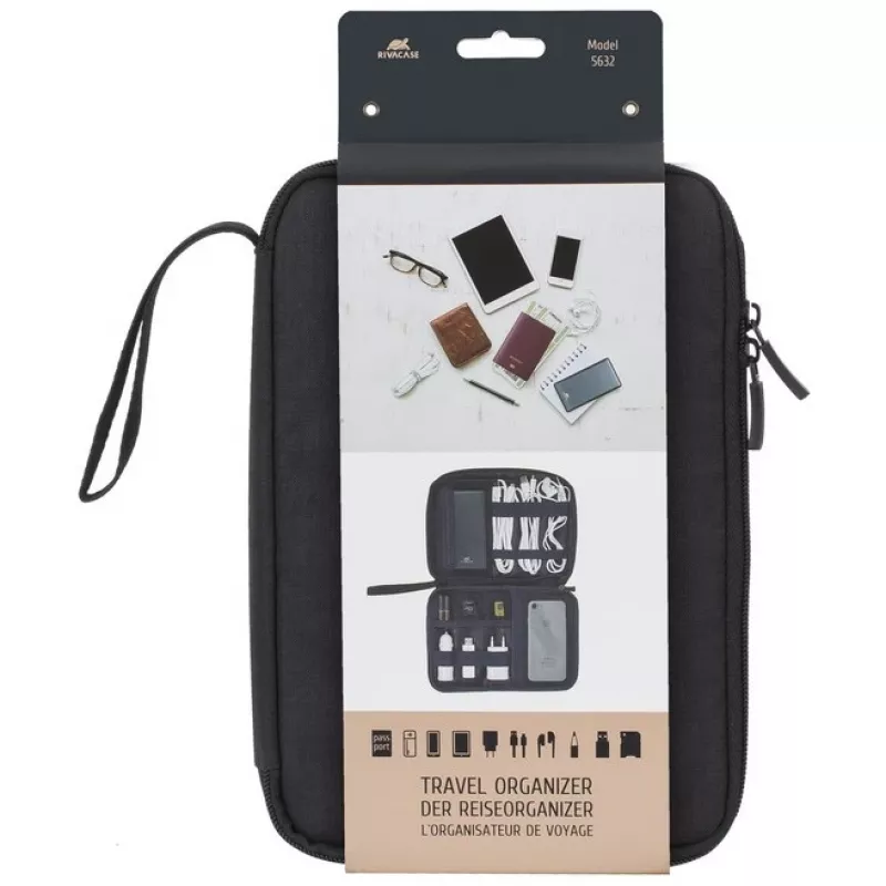 Bolsa de ombro Rivacase 5632 poliéster preta homem