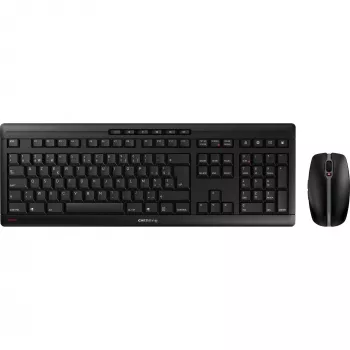 Teclado Cherry Stream Desktop Recharge com rato incluído universal RF sem fios AZERTY belga preto