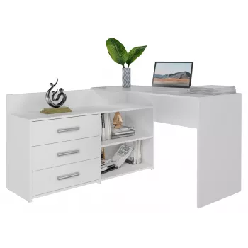 Secretária de computador de canto Topeshop DANY BIEL KPL branco retangular aglomerado