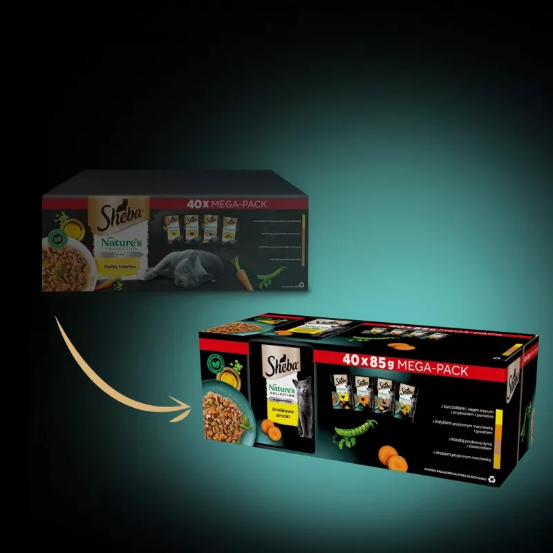 SHEBA Nature's Collection sabores de aves em geleia - alimento húmido para gatos - 40 x 85g