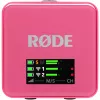 Microfone sem fios RODE Wireless GO III rosa — sistema compacto de transmissor e recetor de dois canais
