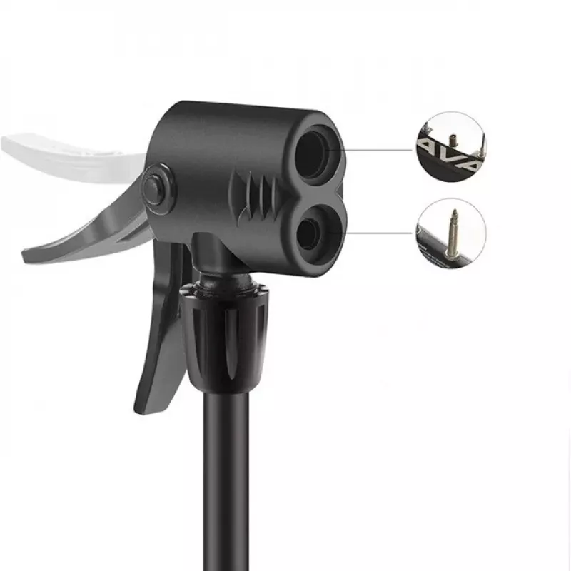 Bomba de ar manual para bicicleta Rockbros 42610002001 com manómetro preto