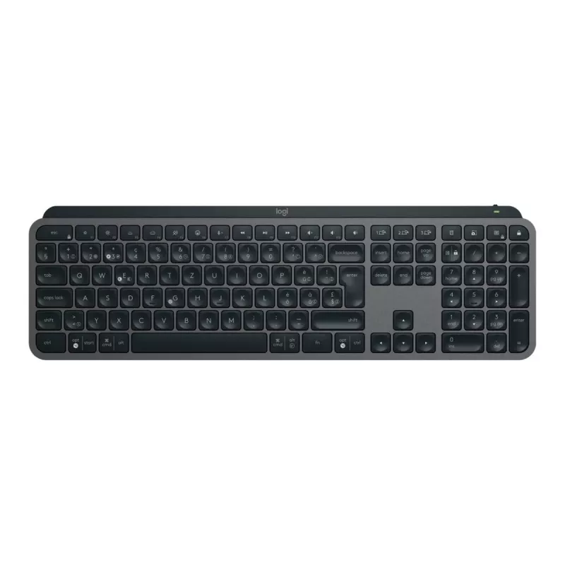 Logitech MX Keys S 920-011589 teclado sem fios de tamanho completo, Bluetooth LE / Logi Bolt, retroiluminado, recarregável por USB-C, QWERTY US International, com apoio de pulsos, grafite
