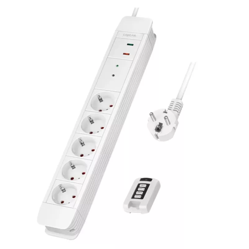 Extensão elétrica LogiLink LPS402 1,5 m 5 tomadas AC para interiores branca