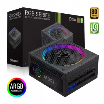 Fonte de alimentação Gamemax, 80 PLUS, Gold | RGB 750G | 750 W