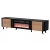 Móvel de TV Cama Meble Volare 200 x 39 x 49 cm preto/nogueira com lareira