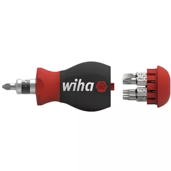 Wiha Stubby chave de fendas com pontas 8 peças sextavado interior, sextavado exterior, Phillips, Pozidriv, fenda, TORX (43613)