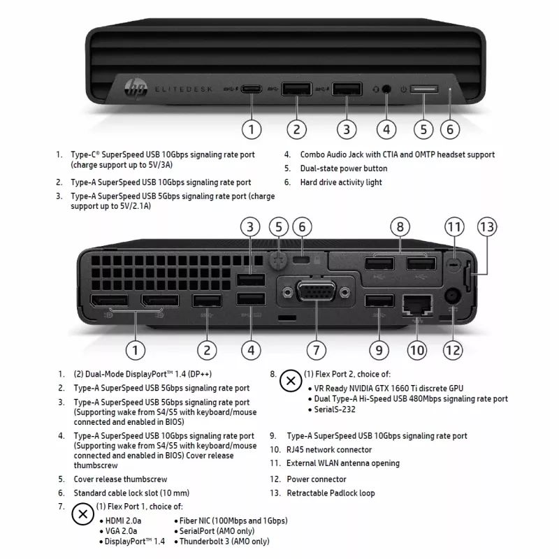 PC de secretária HP EliteDesk 800 G6 — Intel Core i5-10500, 16 GB RAM, 256 GB SSD, Intel UHD Graphics 630, Windows 11 Pro (Grade A, recondicionado)