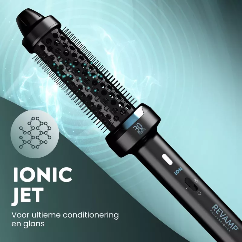 Escova térmica Revamp BR-1300A-EU Ceramic Ionic 30mm – escova de styling aquecida para o cabelo