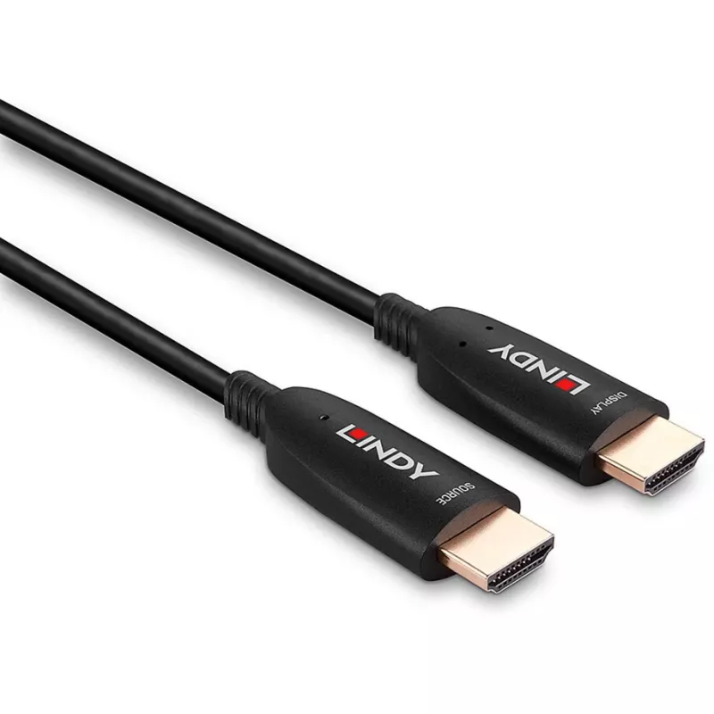 Lindy 38511 cabo HDMI 2.1 8K60 híbrido de fibra ótica de 15 m, AOC, HDMI macho para HDMI macho, 4K120, preto