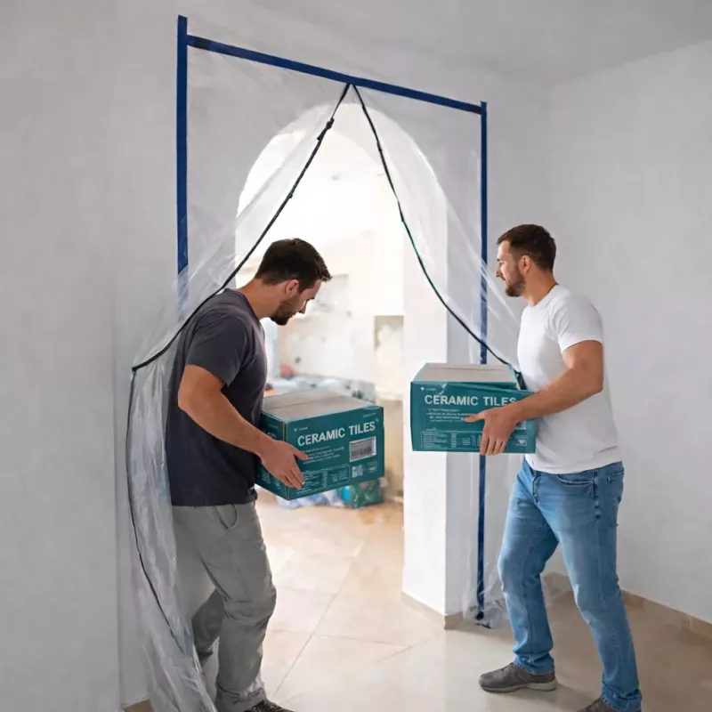 Porta de proteção contra poeira para renovação, cortina de poeira 220X110 reta