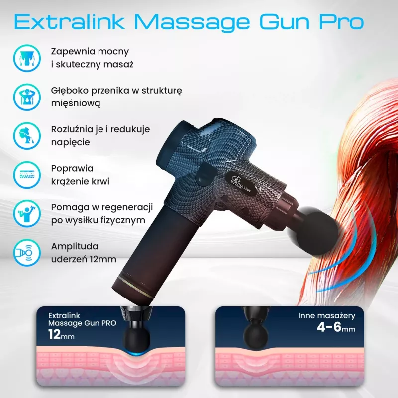 Pistola de massagem Extralink MSG-01-PRO 3800 rpm 6 acessórios