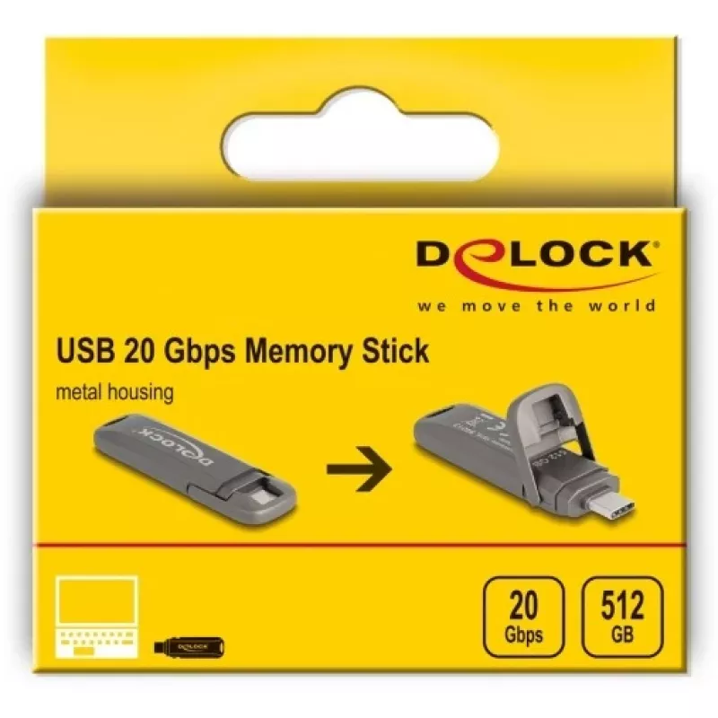 Pen drive DeLOCK 54013 512 GB USB Type-C cinzento
