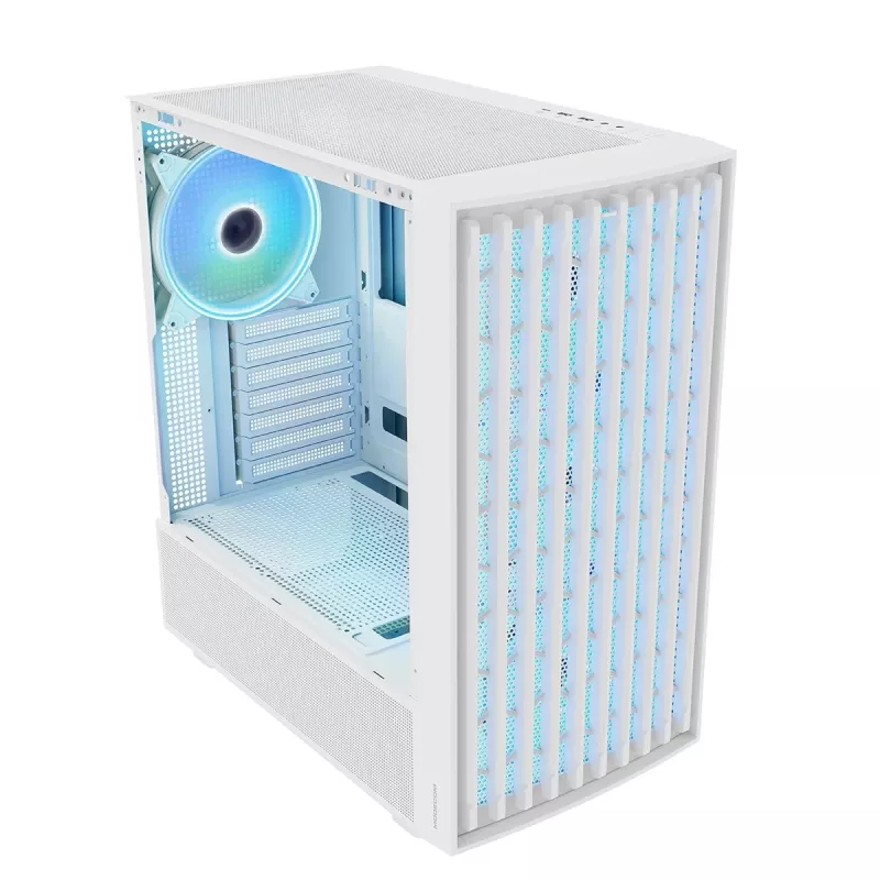 Caixa para PC MODECOM BREEZE ARGB Flow MIDI, ATX, USB 3.0 ×2 + USB-C, branco