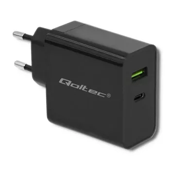 Fonte de alimentação QOLTEC 51717 45W 20V 3A carregador AC para interiores para smartwatch, preto