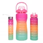 Garrafa de água motivacional Extralink 3W1 conjunto rosa-laranja 2000ML+900ML+300ML