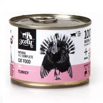 Comida húmida para gatos 3coty 04 peru 180 g — patê para gatos adultos, monoproteico, alimento completo