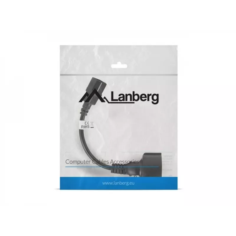 Cabo de alimentação Lanberg CA-C14E-10CC-0018-BK preto 0,18 m conector macho C14 (CA-C14E-10CC-0018-BK)