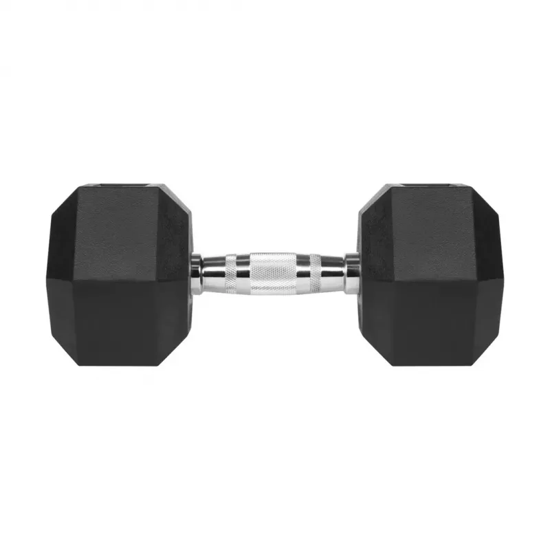Haltere curto Rebel Active Hex revestido a borracha 15 kg – haltere curto hexagonal individual, pega compacta