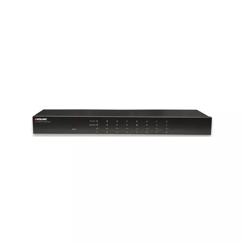 Comutador KVM Intellinet 8 portas para rack, combo USB + PS/2, On-Screen-Display, cabos incluídos (ficha europeia de 2 pinos)