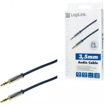 Cabo de áudio Logilink – ficha minijack 3,5 mm estéreo (macho) – 5 m – azul-escuro (CA10500)